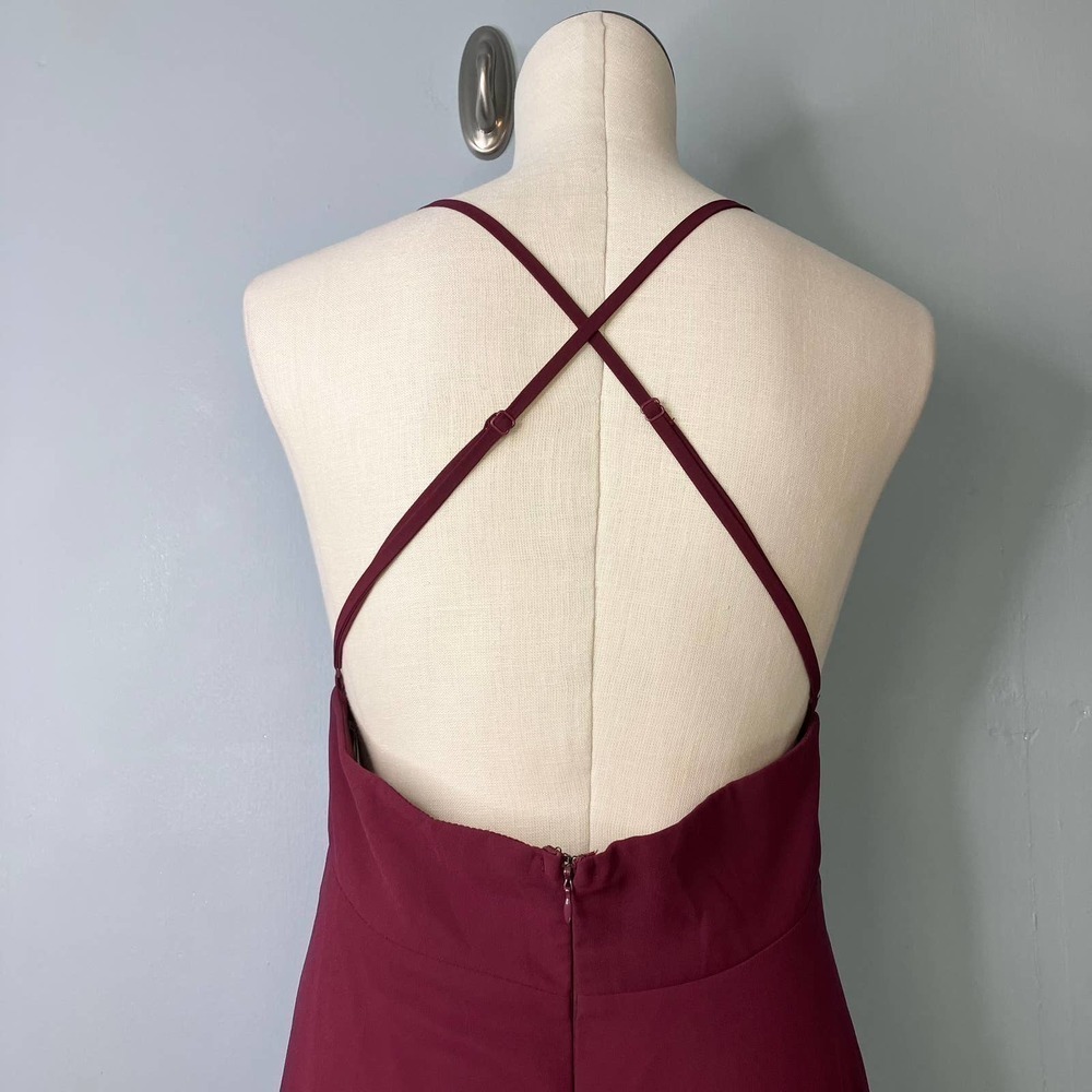 LULUS Dreamy Romance Burgundy Backless Spaghetti Strap Maxi Dress Women's Size L - Picture 10 of 16